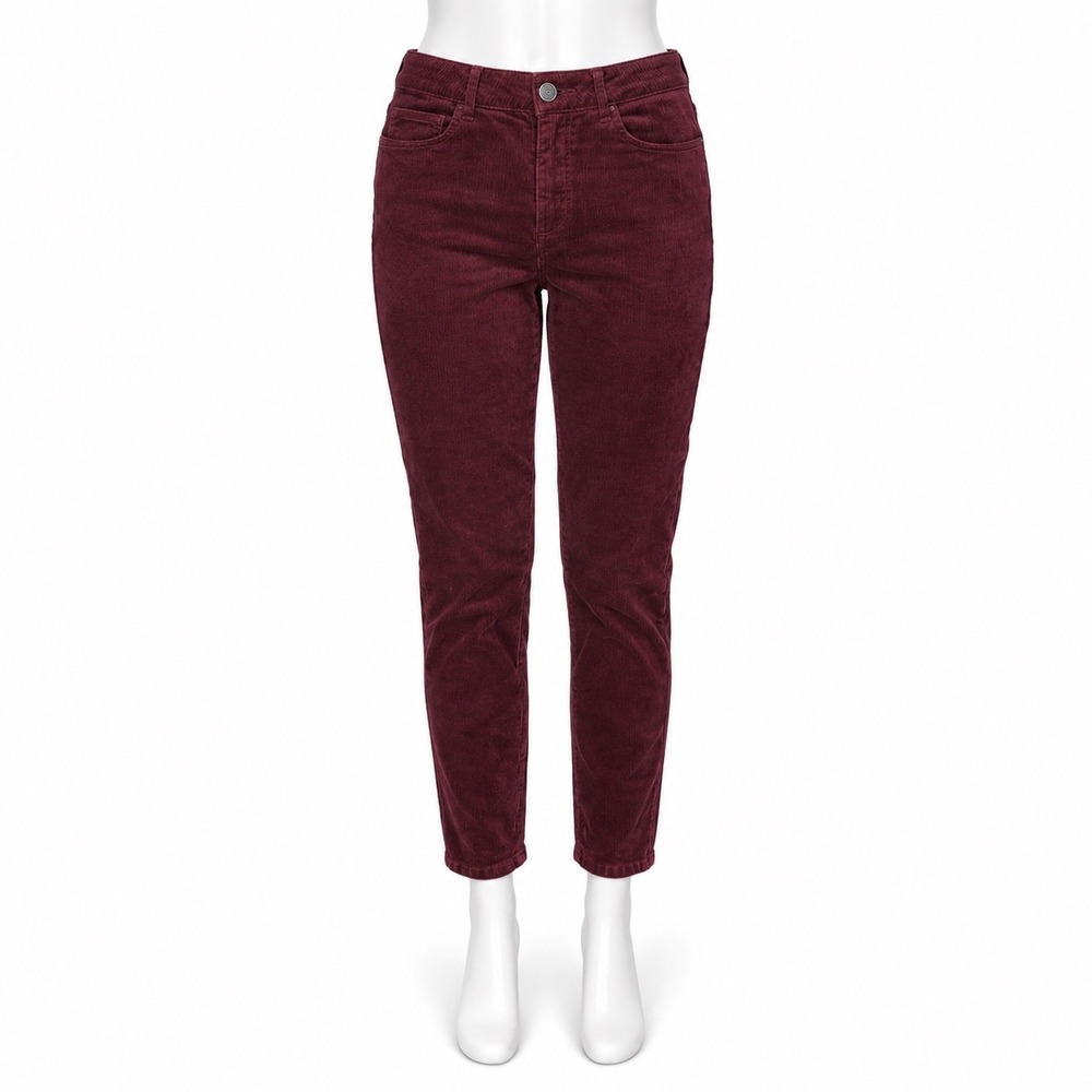 PAIGE Hoxton Ankle Corduroy Pants Women's 27 Burgundy Skinny Ankle